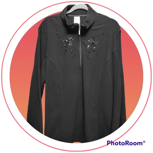 Just My Size Jackets & Blazers - JMS Polartec Lightweight Pullover Black with Sequins